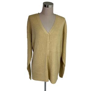 Vintage 90's Villager Signature Cardigan Sweater Size 2X XL‎ Gold Metallic